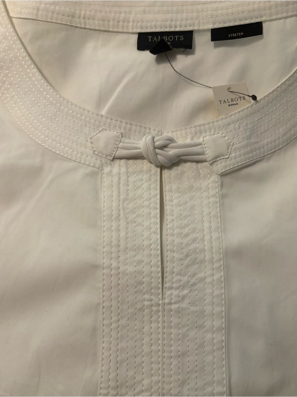 Talbots White Women's Sleeveless Top with Knot Detail